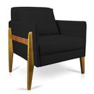 Poltrona Lana Suede Preto Base De Madeira - D'rossi Poltrona Lana Suede Preto Base De Madeira - D'rossi