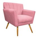 Poltrona Laura Pés Palito Mel Suede Rosa Bebê - Doce Sonho Móveis