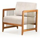 Poltrona Lene Estofada com Braço Corda Rami Madeira Cedro 82cm - 70746