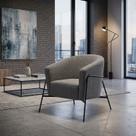 Poltrona Linho Base Metal Mallone Mescla Preto