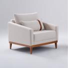 Poltrona Living 1 Lugar 100cm Lisboa com Almofada Linho Bege NS