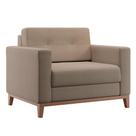 Poltrona Living Pés e Base em Madeira Linho Cotton Bege