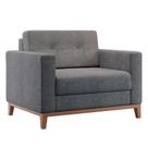Poltrona Living Pés e Base em Madeira Linho Cotton Cinza