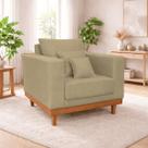 Poltrona Living Resistente Suede Base Madeira com Almofadas Poltrona Living Resistente Suede Base Madeira com Almofadas