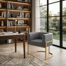 Poltrona Lua material sintético com Base Dourada Moderna e Elegante Cor:Cinza