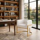 Poltrona Lua Suede com Base Dourada Moderna e Elegante