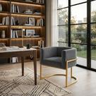 Poltrona Lua Suede com Base Dourada Moderna e Elegante
