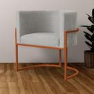 Poltrona Luana Base Metálica Cobre Linho Bege - Vallisa Decor Poltrona Luana Base Metálica Cobre Linho Bege - Vallisa Decor