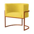 Poltrona Luana Base Metálica Cobre Suede Amarelo - Belliv Decor Poltrona Luana Base Metálica Cobre Suede Amarelo - Belliv Decor