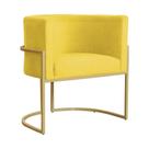 Poltrona Luana Base Metálica Dourada Suede Amarelo - Vallisa Decor