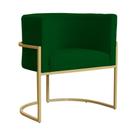 Poltrona Luana Base Metálica Dourada Suede Verde - Vallisa Decor