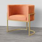 Poltrona Luana Base Metálica Dourada Veludo Terracota - Vallisa Decor