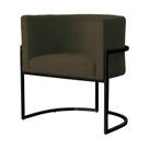 Poltrona Luana Base Metálica Preta Suede Marrom - Vallisa Decor