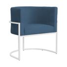 Poltrona Luana Sala de Estar Suede com Base Ferro Branco