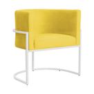 Poltrona Luana Suede Amarelo Base Branca Sala Luxo - FM Poltrona Luana Suede Amarelo Base Branca Sala Luxo - FM