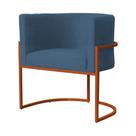 Poltrona Luana Suede Azul Royal Base Metálica Cobre - Belliv Decor Poltrona Luana Suede Azul Royal Base Metálica Cobre - Belliv Decor