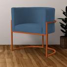 Poltrona Luana Suede Azul Royal Base Metálica Cobre - Vallisa Decor Poltrona Luana Suede Azul Royal Base Metálica Cobre - Vallisa Decor