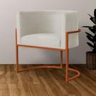 Poltrona Luana Suede Bege Base Metálica Cobre - Vallisa Decor Poltrona Luana Suede Bege Base Metálica Cobre - Vallisa Decor