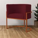 Poltrona Luana Suede Bordo Base Metálica Cobre - Vallisa Decor Poltrona Luana Suede Bordo Base Metálica Cobre - Vallisa Decor
