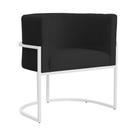 Poltrona Luana Suede Preto Base Branca Sala Luxo - FM Poltrona Luana Suede Preto Base Branca Sala Luxo - FM