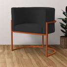 Poltrona Luana Suede Preto Base Metálica Cobre - Vallisa Decor Poltrona Luana Suede Preto Base Metálica Cobre - Vallisa Decor