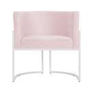 Poltrona Luana Suede Rosa Bebê Base Branca Sala Luxo - FM