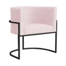 Poltrona Luana Suede Rosa Bebê Base Preto Sala Luxo - FM