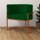 Poltrona Luana Suede Verde Base Metálica Cobre - Vallisa Decor Poltrona Luana Suede Verde Base Metálica Cobre - Vallisa Decor