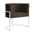 Poltrona Luana Veludo Marrom Base Branca Sala Luxo - FM