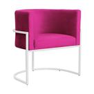 Poltrona Luana Veludo Pink Base Branca Sala Luxo - FM