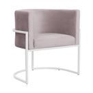 Poltrona Luana Veludo Rose Base Branca Sala Luxo - FM