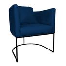 Poltrona Luaninha Base Metálica Preta Suede Azul Marinho - Belliv Decor
