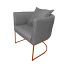 Poltrona Luaninha Linho Cinza Base Metálica Cobre - Vallisa Decor Poltrona Luaninha Linho Cinza Base Metálica Cobre - Vallisa Decor