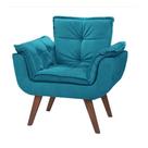Poltrona Luxo Decorativa Suede 1 Lugar Escritório Azul Tifanny