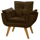 Poltrona Luxo Decorativa Suede 1 Lugar Escritório Marrom Café