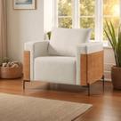 Poltrona Luxo Metal Madeira Maciça Heitor Branco Off White Poltrona Luxo Metal Madeira Maciça Heitor Branco Off White