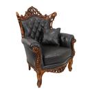Poltrona Madeira Imbuia Luiz XV Entalhes Estofado Luxo