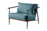 Poltrona Mari Linho Azul Decorativa Sala Estar Confortável Moderno Poltrona Mari Linho Azul Decorativa Sala Estar Confortável Moderno