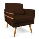 Poltrona Mari Suede Marrom Pés Palito Castanho - D'rossi Poltrona Mari Suede Marrom Pés Palito Castanho - D'rossi