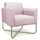 Poltrona Marisa Suede Base X Industrial Dourado Rosa Bebê