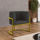 Poltrona material sintético Decorativa Lua Recepção Base Ferro Gold