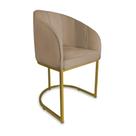 Poltrona Mia Suede Cappuccino Base Metálica Dourada - Belliv Decor