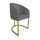 Poltrona Mia Suede Cinza Base Metálica Dourada - Belliv Decor