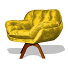 Poltrona Miami Base Giratória Decorativa Suede Amarelo - Hellen Decor