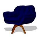 Poltrona Miami Base Giratória Decorativa Suede Azul Marinho - Hellen Decor