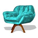 Poltrona Miami Base Giratória Decorativa Suede Azul Turquesa - Hellen Decor