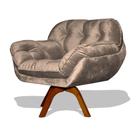 Poltrona Miami Base Giratória Decorativa Suede Bege - Hellen Decor