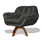 Poltrona Miami Base Giratória Decorativa Suede Cinza - Hellen Decor