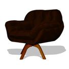 Poltrona Miami Base Giratória Decorativa Suede Marrom - Hellen Decor