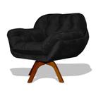 Poltrona Miami Base Giratória Decorativa Suede Preto - Hellen Decor